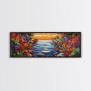 Autumn River Glow, Fall Leaf Reflections, Vibrant Nature Scene, Framed Canvas Print, Rustic Wall Art, Entryway or Dining Room Decor