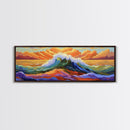 Vibrant Ocean Wave, Coastal Wall Art, Bold Sunset Seascape, Framed Canvas Print, Colorful Beach Decor, Nautical Bathroom Art