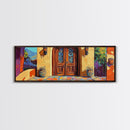 Spanish Doorway Scene, Rustic Entrance Art, Bold Exterior Decor, Framed Canvas Print, Hallway Wall Art, Mediterranean Style