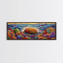 Ocean Splash, Bold Rocks, Sunset Colors, Canvas Print, Vibrant Coastal Art, Abstract Seaside Decor, Living Room Wall Art, Boho Vibes