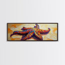Starfish Pattern, Bold Beach, Ocean Life, Framed Canvas Print, Coastal Bathroom Wall Art, Nautical Boho Decor, Summer Ocean Style
