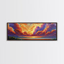Sunset Cloudscape, Vibrant Sky Painting, Dramatic Evening Art, Framed Canvas Print, Moody Landscape Wall Art, Autumn Bedroom Decor