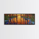 Sunset Reflection, Tranquil Forest, Swamp Scene, Cypress Trees, Framed Canvas Print, Autumn Wall Art, Rustic Decor, Nature Art