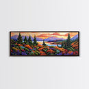 Autumn Mountain Trail, Sunset Path, Nature Landscape, Framed Canvas Print, Cabin Decor, Fall Colors, Living Room Wall Art, Rustic Art