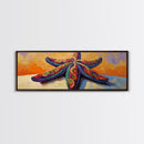 Starfish Art, Coastal Decor, Ocean Sunset, Framed Canvas Print, Vibrant Sea Life, Beach House Wall Art, Tropical Boho Style