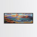 Tranquil Sunset Waves, Ocean Horizon Scene, Coastal Landscape Wall Art, Canvas Print, Relaxing Living Room Decor, Beach House Artwork