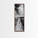 Sandy Trail, Beach Path, Cloudy Sky, Coastal Living, Framed Canvas Print, Relaxed Nature Vibe, Hallway Wall Art, Minimal Decor