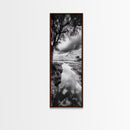 River Through Trees, Tranquil Forest Stream, Reflective Nature Art, Framed Canvas Print, Zen Living Room Wall Decor, Calm Scene