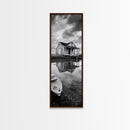 Weathered House, Abandoned Shack, Reflection Lake, Framed Canvas Print, Rustic cabin wall art, Fall entryway decor, Moody farmhouse aesthetic