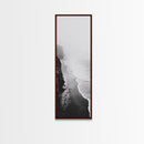 Foggy Cliffs, Ocean Shoreline, Monochrome Beach, Canvas Print, Black and white beach art, Coastal minimalist hallway decor, Modern seascape gift