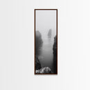 Foggy Cliffs, Coastal Serenity, Ocean Landscape, Nature Photography, Framed Canvas Print, Minimalist Wall Art, Bedroom Wall Decor