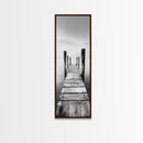 Rustic Dock, Peaceful Lake, Minimal Landscape, Black and White Art, Canvas Print, Tranquil Nature Scene, Entryway Art, Bedroom Wall Art