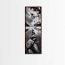 Mountain Stream, Stone Path, Black and White Nature, Scenic Landscape, Framed Canvas Print, Modern Cabin or Rustic Wall Decor, Office Art