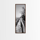Walkway Shadows, Coastal Path, Minimalist Silhouette, Black and White Art, Framed Canvas Print, Hallway Decor, Calm Modern Wall Art