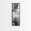 Misty Lake, Tree Reflection, Tranquil Morning, Framed Canvas Print, Bedroom Wall Art, Serene Nature Photography, Minimalist Art Style