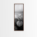 Minimalist Lotus, Zen Flower, Misty Pond, Tranquil Nature, Monochrome Botanical Framed Canvas Print, Bedroom Meditation Wall Decor