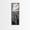Lava Rock Path, Ocean Texture, Earth Flow, Framed Canvas Print, Coastal Bathroom Decor, Minimalist Natural Art, Moody Landscape Print