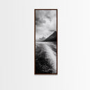 Boat Wake Lines, Alpine Coast, Moody Waters, Canvas Print, Minimalist Lake Art, Office Wall Decor, Modern Nautical Landscape Style
