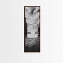 Seaside Cliffs, Ocean Gateway, Tranquil Cove, Framed Canvas Print, Nautical Wall Art, Modern Coastal Decor, Neutral Beach Style
