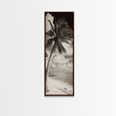 Tropical Palm Tree, Seaside Tranquility, Island Breeze, Framed Canvas Print, Bathroom Wall Art, Boho Beach Decor, Coastal Vibes