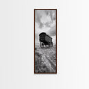 Covered Wagon Trail, Old West Scene, Vintage Rustic Art, Homestead Vibe, Framed Canvas Print, Farmhouse or Office Wall Art, Boho Bedroom