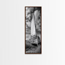 Weathered Sailboat Scene, Coastal Rustic Charm, Seafaring Wall Decor, Framed Canvas Print, Nautical Bathroom or Hallway Art, Ocean Decor