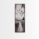Vineyard Pathway, Scenic Hills, Countryside View, Rustic Charm, Framed Canvas Print, Farmhouse Kitchen Wall Art, Autumn Decor