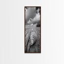 Ocean Clam, Moody Beach, Tidal Lines, Coastal Detail, Canvas Print, Nautical Bathroom Wall Art, Black and White Ocean Decor,  Den Wall Piece