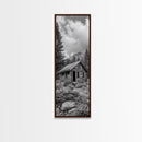 Rustic Cabin, Mountain Retreat, Forest Escape, Framed Canvas Print, Fall Nature Art, Cozy Lodge Decor, Bedroom or Den Wall Piece
