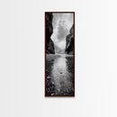 Mountain Valley, Serene Stream, Canyon Light, Framed Canvas Print, Peaceful Nature Scene, Bedroom or Study Minimalist Wall Decor