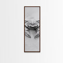 Crab Beach Art, Coastal Animal Print, Ocean Life Wall Decor, Bathroom or Kitchen Style, Framed Canvas Print, Black White Sea Creature