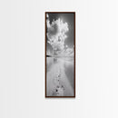 Footprints Beach Path, Ocean Shore Wall Art, Minimalist Seascape Style, Relaxing Bathroom Decor, Framed Canvas Print, Coastal Vibes