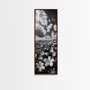 Ocean Flowers Art, Coastal Wildflower Print, Nature Boho Aesthetic, Beach House Wall Style, Framed Canvas Print, Moody Seaside Decor