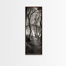 Twisted Trees, Enchanted Path, Forest Tunnel, Autumn Mood, Mystical Nature Framed Canvas Print, Fall Entryway Wall Art, Rustic Decor