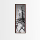 Haunting Tree Silhouettes, Forest Edge, Black White Nature, Desert Trees, Framed Canvas Print, Fall Art, Living Room Wall Art