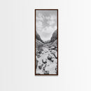 Snowy Pass, Winter Hike, Rocky Trail, Framed Canvas Print, Nature Lover Gift, Minimalist Mountain Art, Bedroom Wall Decor, Living Room Decor