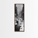 Winter Forest, Snowy River, Pine Trees, Canvas Print, Cozy Cabin Wall Art, Nature Lover Gift, Scandinavian Style, Holiday Decor, Bedroom Decor