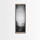 Horizon Glow, Ocean Sunset, Seaside Path, Tranquil Evening Framed Canvas Print, Nature Inspired Bedroom Wall Art, Zen Minimalist Decor