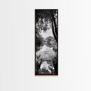 Tranquil Dock, Lake Stillness, Nature Reflection, Forest Retreat, Framed Canvas Print, Cabin Wall Art, Rustic Style, Bedroom Decor