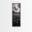 Wildflower Field, Alpine Meadow, Mountain Backdrop, Nature Print, Serene View, Framed Canvas Print, Living Room Wall Art, Rustic Farmhouse Decor