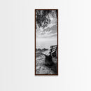 Lakeside Bench View, Peaceful Nature Scene, Tranquil Reflection Print, Minimalist Wall Decor, Zen Office Art, Framed Canvas Print