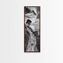 Cliffside Tree, Coastal Path, Nature Landscape, Canvas Print, Monochrome Hiking Trail Art, Boho Entryway or Office Wall Decor
