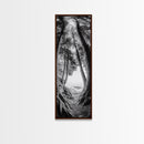 Forest Path, Ocean View, Tall Trees, Canvas Print, Black and White Nature Art, Entryway Wall Art, Rustic Woodland Aesthetic, Bedroom Wall Art