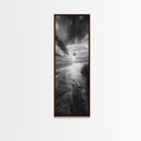 Sunset Shore, River Stream, Dramatic Sky, Framed Canvas Print, Nature Wall Art, Fall Landscape Decor, Tranquil Home Accent, Rustic Room Decor