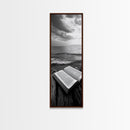 Seaside Book, Ocean Reading, Stormy Sky, Canvas Print, Cozy Beach House Art, Library Decor, Literary Wall Art, Moody Coastal Style