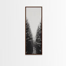 Snowy Forest, Pine Trees, Winter Woods, Minimal Art, Nordic Aesthetic, Canvas Print, Christmas Decor, Cozy Living Room Wall Art