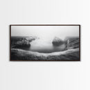 Serene Fog Cliffs, Dreamy Coastline, Soft Light Seascape, Canvas Print, Tranquil Bedroom Wall Art, Minimal Nature Photography