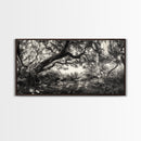 Twisted Forest Canopy, Ancient Trees, Mystical Woodland, Canvas Print, Boho Living Room Art, Black and White Nature Print, Cabin Decor