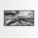 Desert Lizard Close-Up, Reptile Wildlife Photography, Dramatic Sky Scene, Canvas Print, Living Room Wall Art, Nature Decor