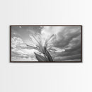 Blooming Iris, Floral Sky, Dreamy Nature, Petal Light, Framed Canvas Print, Modern Bedroom Art, Feminine Wall Art, Botanical Home Decor